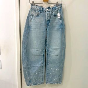 Free people lucky you mid-rise barrel jeans 24 aegean